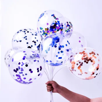 

10pcs 12 inch colorful confetti latex balloons transparent sequin balloons birthday party party Valentine's Day scene layout