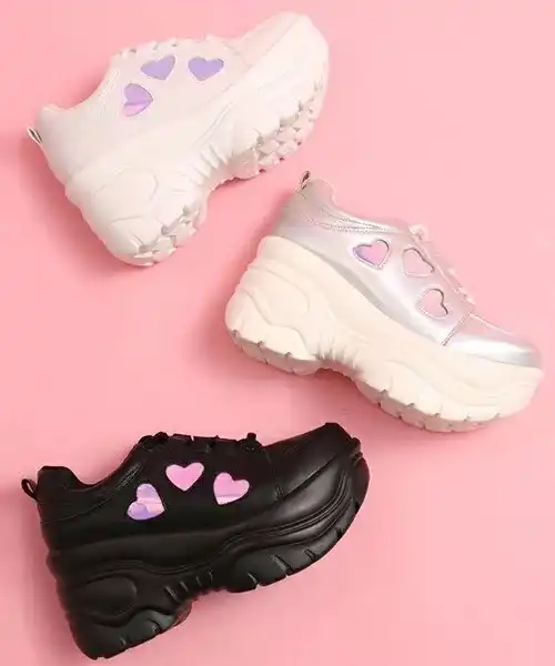 retro heart laser platform shoes