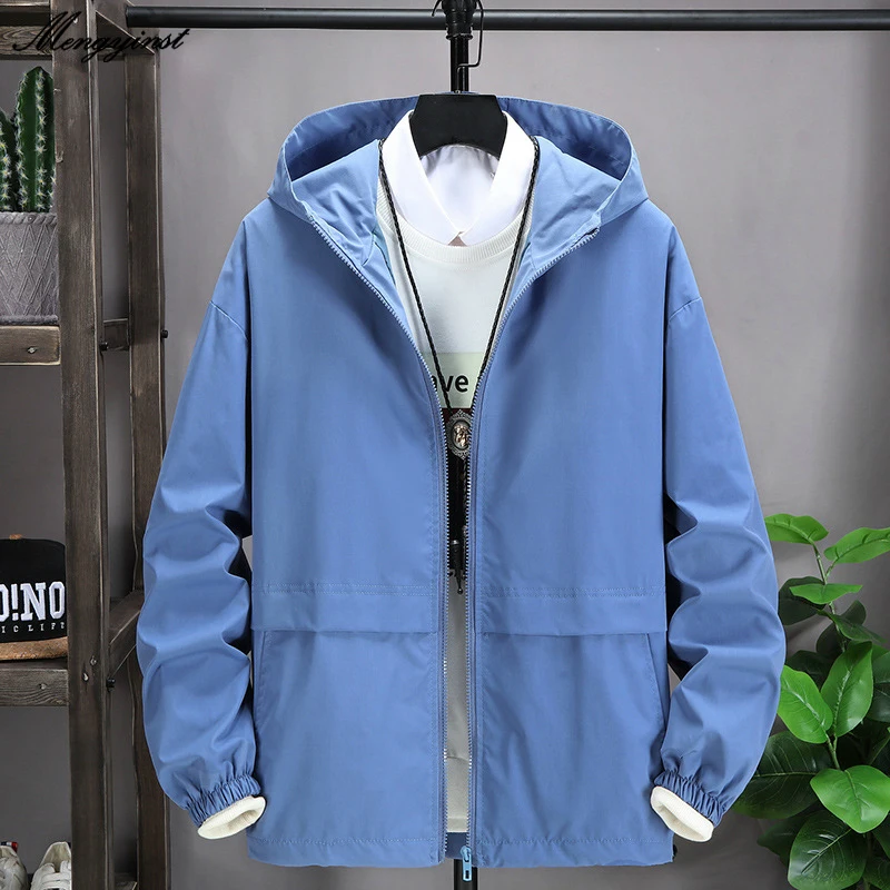 

Jacket Men Windbreaker 2020 Spring Autumn Fashion Jackets Men's Solid Hooded Casual Loose Jackets Male Coats Men Coat Outwear