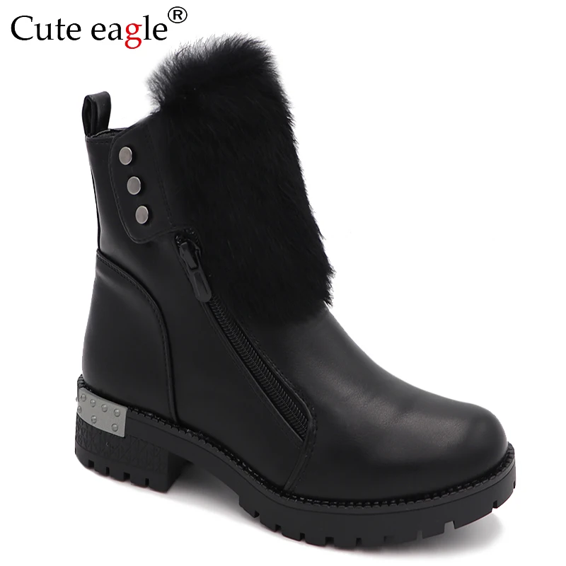 Cute eagle Girls Boots New Kids Natural PU Leather For Brand Princess winter Cotton Children Shoes EU SIZE 33--38 | Мать и ребенок