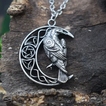 

12pcs beautiful Celtics moon with raven necklace father day gift