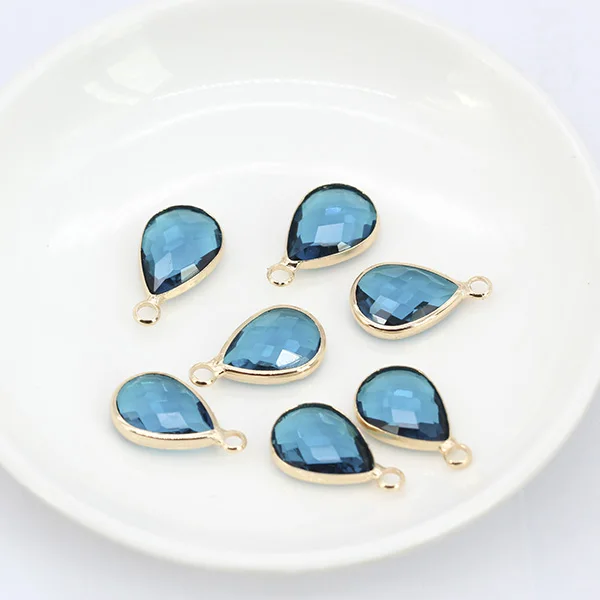 capri blue 12p10x14мм Ассорти каплевидные граненые обрамленные стеклянные очаровательные хрустальные подвески серьги ожерелье соединители ювелирных изделий платье бусины - Цвет: capri blue