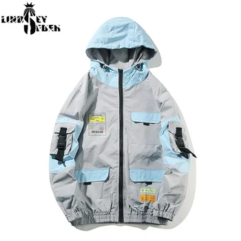 

Lindsey Seader Zipper Open Jacket Men New 2020 Autumn Hip Hop Hooded Cargo Style Front Pocket Casual Windbreaker Streetwear Coat