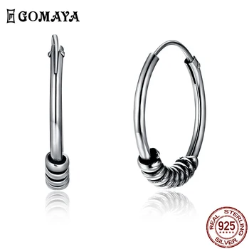 

GOMAYA 925 Sterling Silver Vintage Big Round Hoop Earrings for Women And Men Festival Gift Antique Earrings Accessories Hotsale