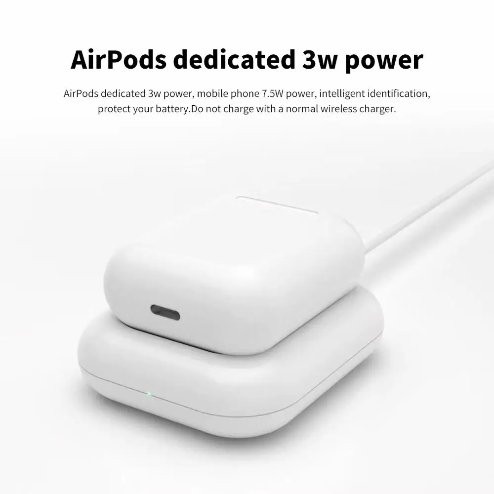 Bluetooth гарнитура Qi Беспроводное зарядное устройство База для Apple AirPods Смарт гарнитура зарядный чехол специальное Беспроводное зарядное устройство