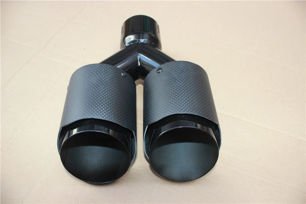 1 шт. двойной AKRAPOVIC углеродного волокна+ нержавеющая сталь наконечник выхлопной трубы глушитель матовый черный выхлопной наконечник