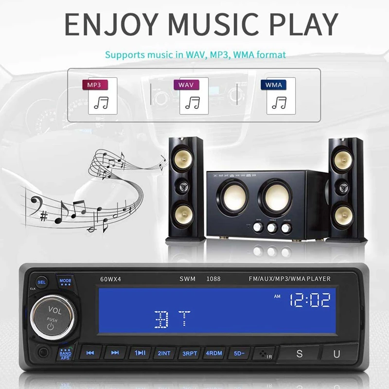 Bluetooth автомобильный Радио Mp3 плеер стерео Usb Aux автомобильный стерео аудио Su-1088