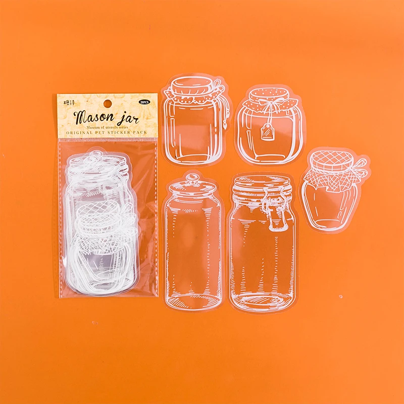 20 Pcs transparent Glass bottle Stickers Decorative Diary Scrapbooking material Planner hand made junk journal supplies christmas tree clear stamps