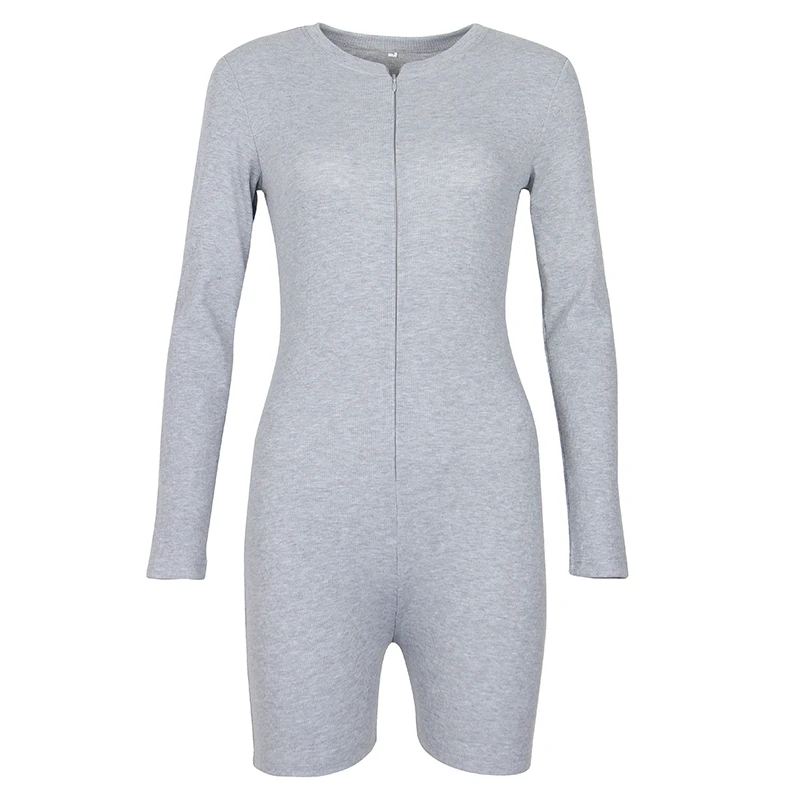 Autumn Neon Women Playsuits Casual Street Rompers V-Neck Zipper Skinny Black Winter Outfits Double Side Wear Jumpsuit GV108