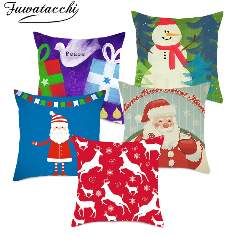 

Fuwatacchi Santa Claus Pillow Case Christmas Series Cushion Cover Home Decorative Colorful Pillow Cover for Sofa Car Bed Seat