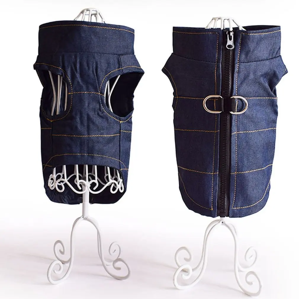 Summer Pet Dog Costume Denim Vest Sleeveless Soft Comfortable Fashion Shirt Loose Casual Cute Dog Clothes Deep Blue S