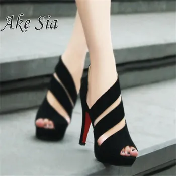 

HOT 2020 Sandalia Feminina Summer Gladiator High heels Peep Toe sandals casual shoes woman Waterproof platform sandals F245