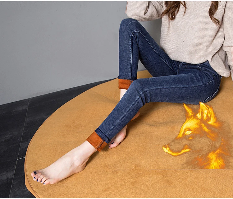 2018 зимние теплые джинсы брюки для девочек для женщин сгущает бархат джинсовые брюки Femme Джинсы Леггинсы стрейч плюс размеры 33 34 мама
