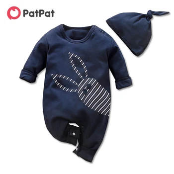 

PatPat 2020 New Summer and Spring Baby Rabbit Print Jumpsuit and Hat One Pieces Jumpsuits