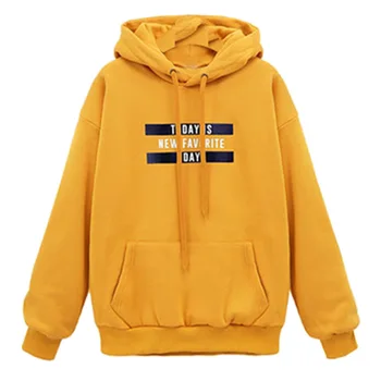 

loose casual fashion hooded sweatshirt woman hotan style long sleeve letter winter autumn fleece hooded female sweatshirt