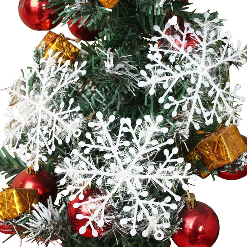 30pcs/lot White Christmas Snowflakes Pendant Drop Ornaments  11cm Snowflake Hanging for Christmas Tree Home Holiday Decortion