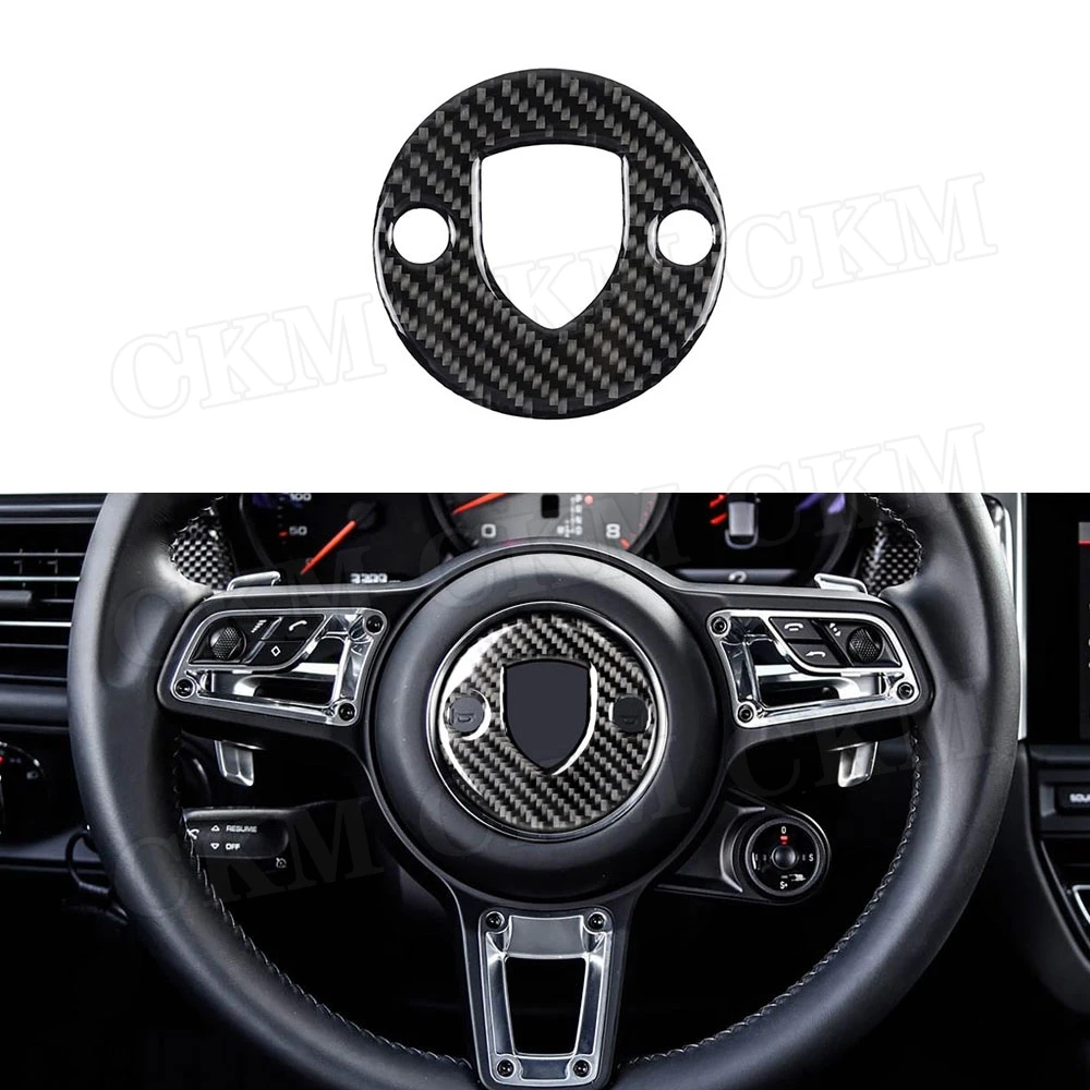 Carbon Fiber Car Steering Wheel Logo Emblem Panel Trim Frame Cover Sticker for Porsche Macan Panamera 718 New Cayenne | Автомобили и