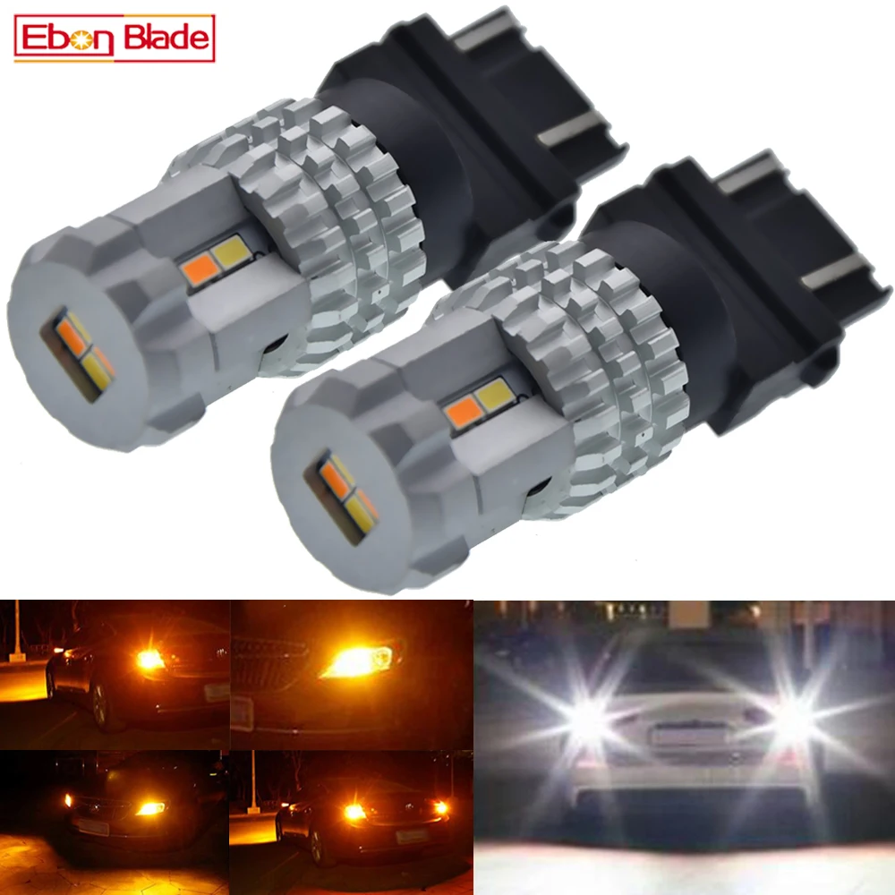 2Pc Nuovo 1157/Bay15D 3157 7443 Lampadine A Led Freno Indicatore Di Direzione Luce Ambra Estremamente Luminosa/Bianco Doppio Colore Switchback Led 9V-