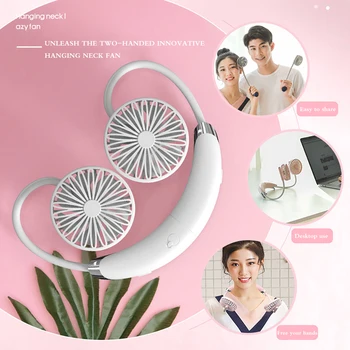 

TIOODRE USB Portable Hand-Free Neckband Fan Wearable Mini Fan Desk Fan 2 Speeds Fan For Traveling Sport Outdoor Camping