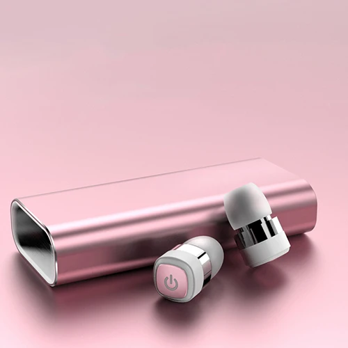 TWS K6 Мини Bluetooth наушники беспроводные наушники стерео 2400 мАч банк питания для телефона Спорт IPX7 водонепроницаемый с микрофоном - Цвет: Розовый