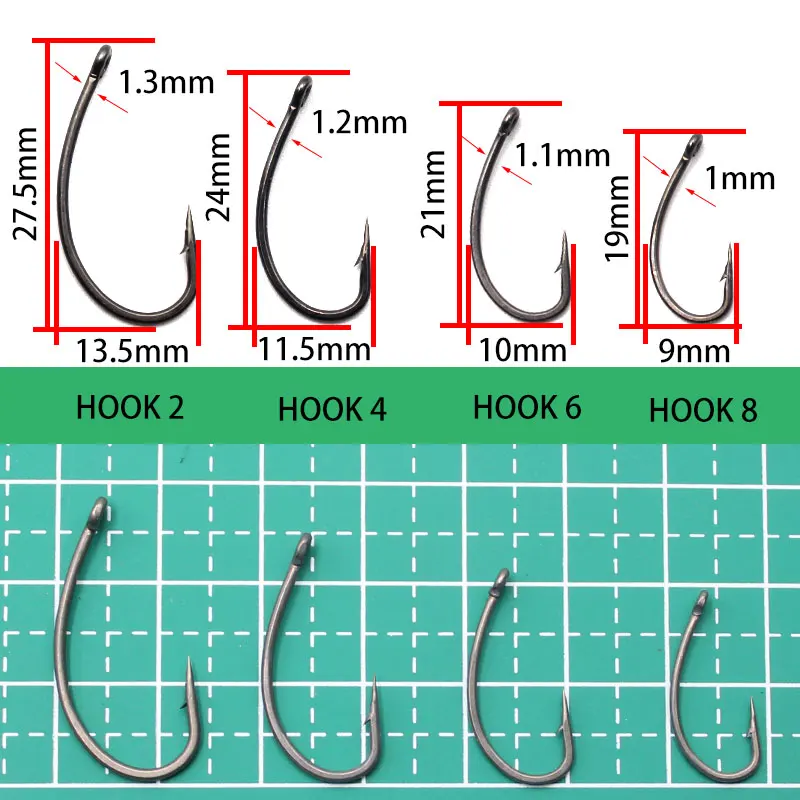 6pcs Carp Fishing Hair Rigs Ready Made Carp Fishing Hook Size 2#4#6#8 Fishing Tackle Equipment Accessories Pesca 6