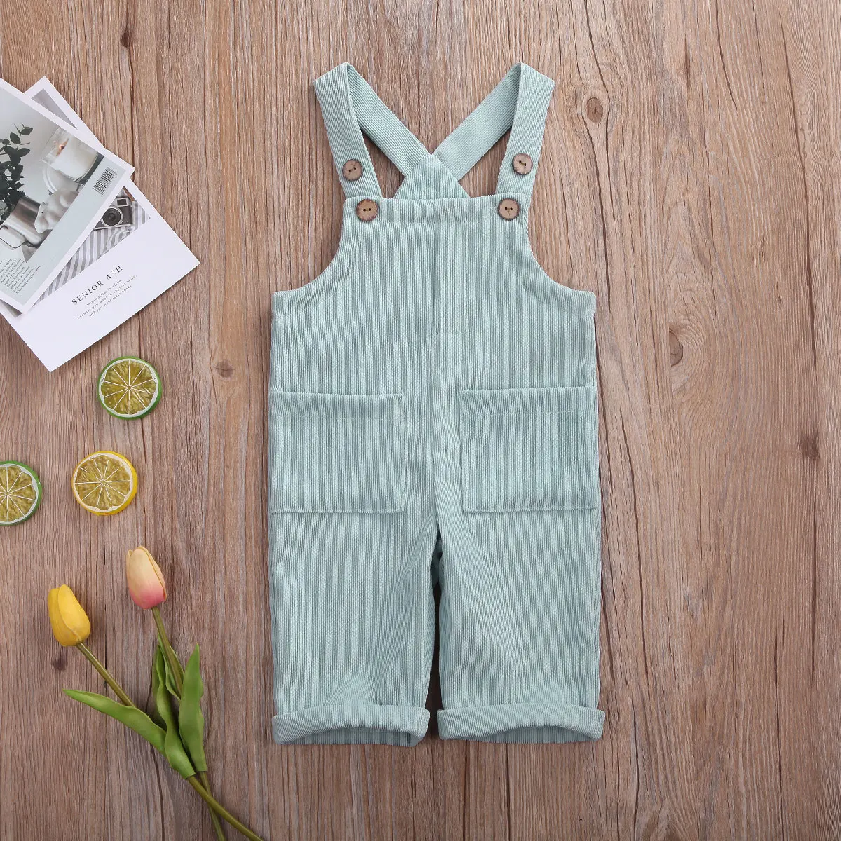 Toddler Baby Boy Girl Corduroy Rompers Solid Button Sleeveless Autumn Jumpsuit Rompers Outfits Clothes