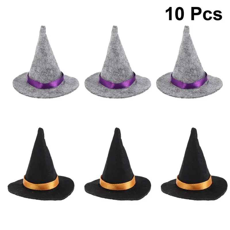 10 шт. мини черные шляпы ведьмы фетровые крышки для бутылки вина ручной работы