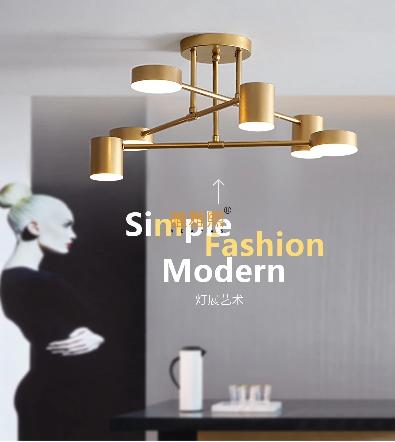 6/8 Head LED Industrial Iron Ceiling Light Living Room Lighting Nordic 220V E27 LED Lamp