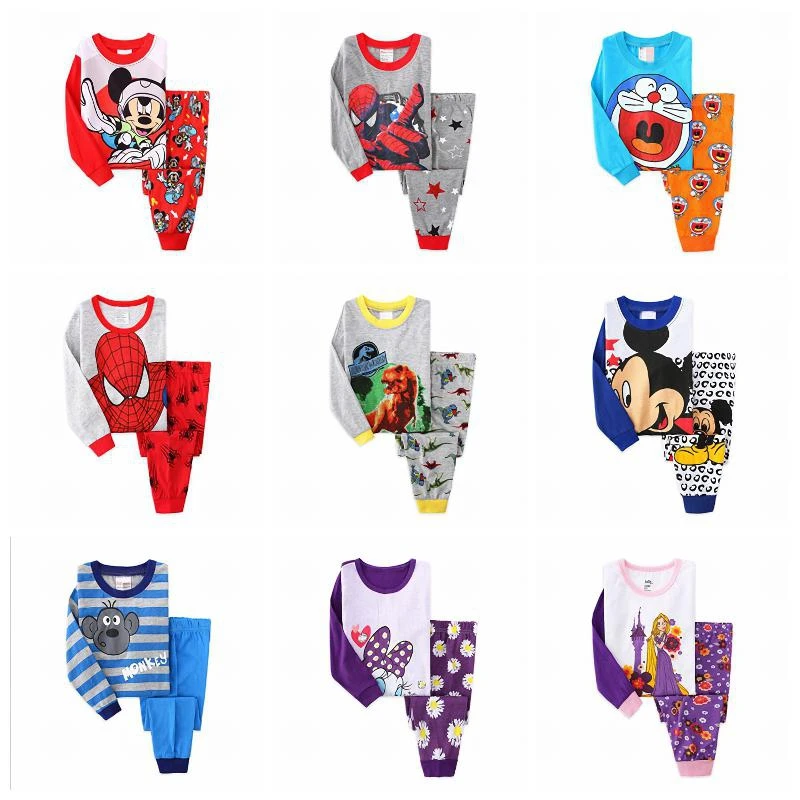 New Baby Kids Pajamas Sets Cotton Long Sleeved T shirt+pant Cartoon Girl Clothing Autumn Sleepwear Suit Pyjama Trousers