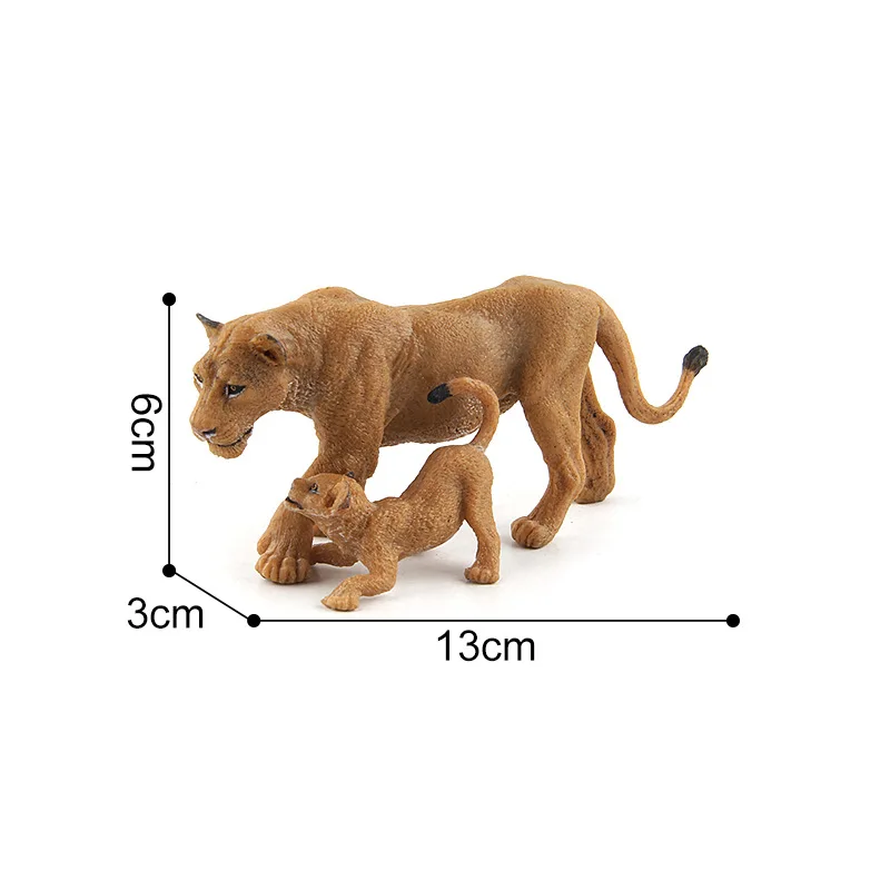 Africa Lion Lioness Pups Family Animal Figure Collectible Toys Wild Animal Action Figures Kids Plastic Cement Toys