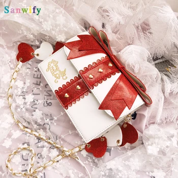 

Luo Lita lolita love bow slant small bag girl girl shoulder bag