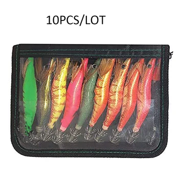 

10Pcs Egi bait Squid Hook 3.5# 21g 3.0# 15g 2.5#12g 2.0# 9g Wood shrimp Fishing Lure bait