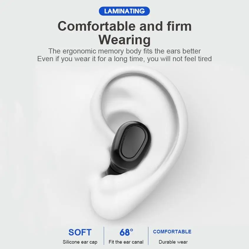Mini Bluetooth Headphone Wireless Sports Earphone Noise Canceling Gaming Headset with Microphone Hifi Stereo Earbuds for Android