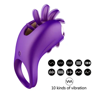 OLO Tongue Licking Vibrator Vagina Clitoris Stimulate Penis Ring G-spot Massage Rotation Oral Cock Ring Sex Toys for Couples 4