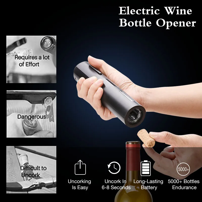 Electric 6V Wine Bottle Opener Corkscrew Automatic Champagne Bottle Opener Tool 