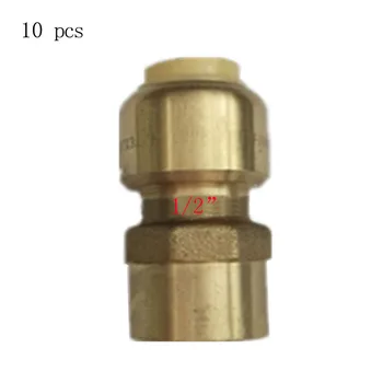 

10 pcs 1/2" push in tube fittings for Various valves brass push ball valve thread connector quick connect copper pipe fittings
