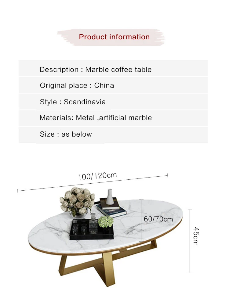 Nordic marble coffee table modern minimalist small living room coffee table oval shape model room simple coffee table