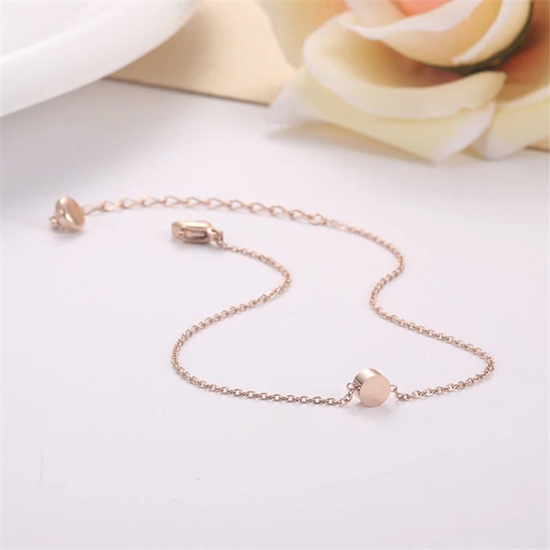 

Ailodo Korean Cute Bean Women Girls Titanium Steel Bracelets Simple Fashion Rose Gold Color Female Jewelry Birthday Gift LD369
