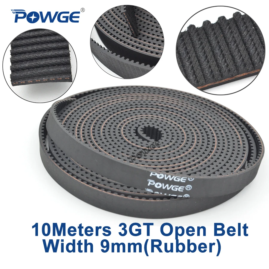 

POWGE 10meters GT 3MGT 3GT Open Synchronous Timing belt 3GT 9 Width 9mm 3GT-9 Rubber 3KC GT3 pulley Small Backlash 3D printer
