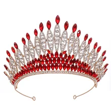 Свадебная Корона Европа и США Новое роскошное свадебное красное украшение для головы с кристаллами Серебряная корона и тиары аксессуары