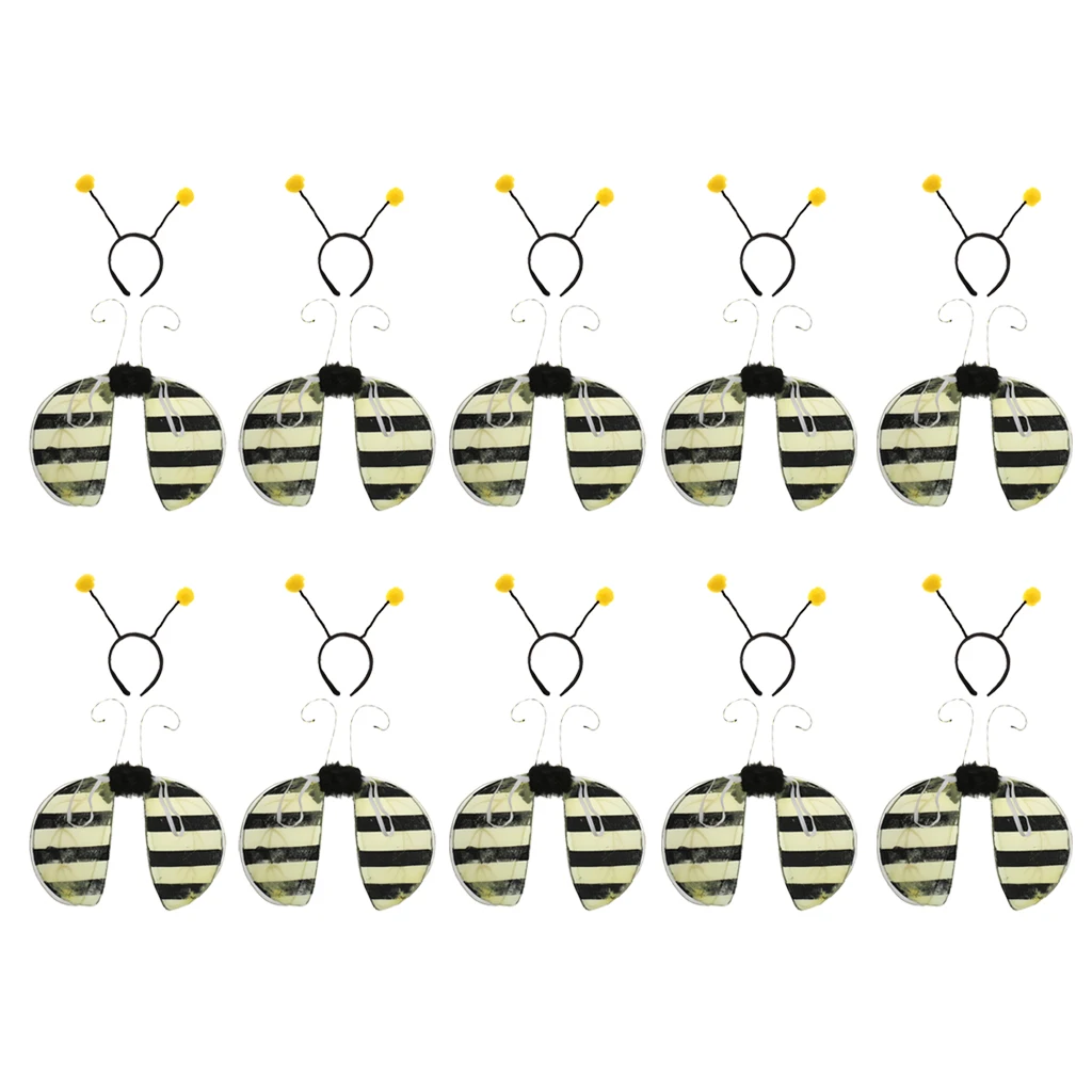 20x Girls Bumble Bee Fairy Wings Honeybee Antenna Headband Costume Accessory
