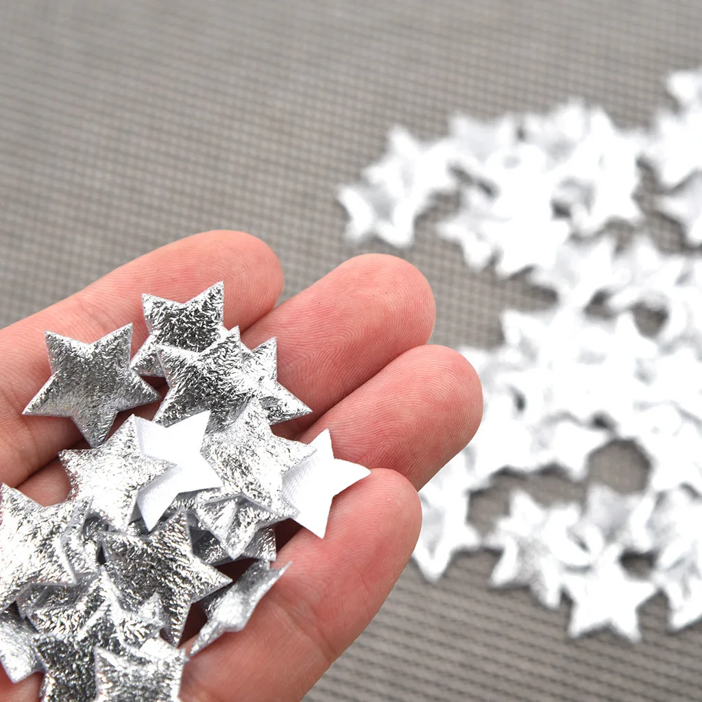 100PCS Gold Silver Cloth Christmas Star Confetti 2cm Living Room Decor Navidad Ornament Xmas Party DIY Crafts Accessories christmas ornaments