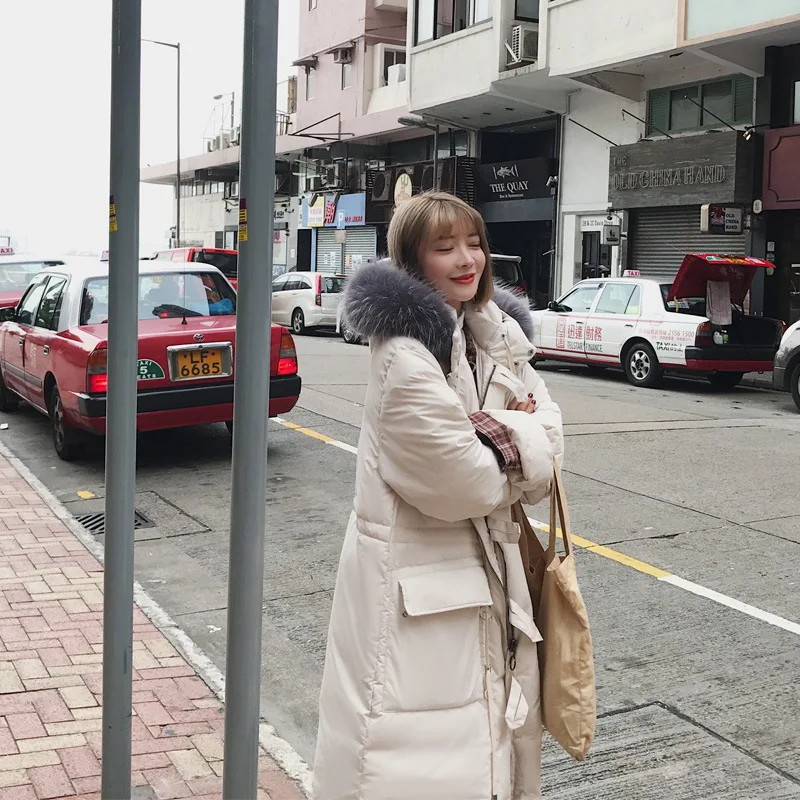 

Large Cargo Has 2017 Winter New Style Korean-style WOMEN'S Wear Thick Large Fur Collar Long Cotton-padded Clothes