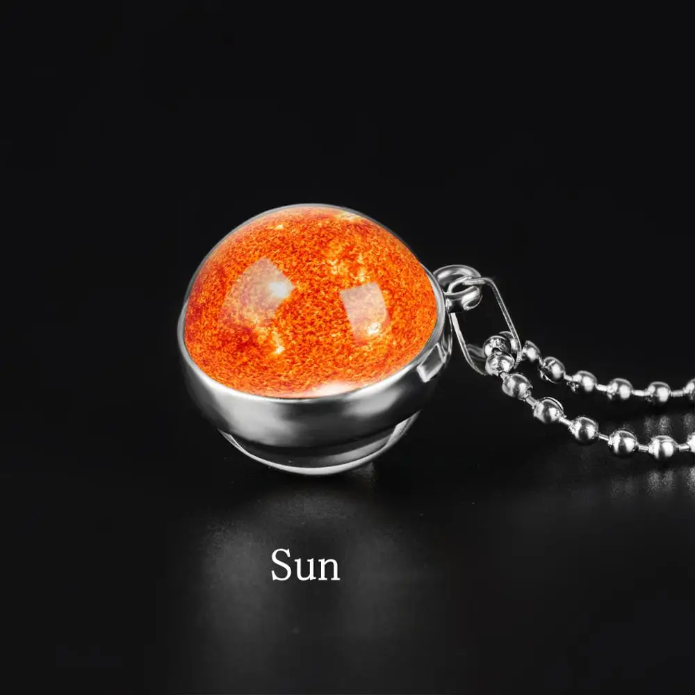 Двустороннее ожерелье с глобусом, солнечная система, планета Венера, Меркурий, Марс, Сатурн, уран, Нептун, земля, солнце, кулон, купольное стекло, ожерелье s - Окраска металла: Sun
