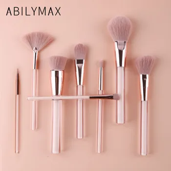 

ABILYMAX Make Up Brushes set 8pcs Rose Makeup Brushes with Acrylic Handle Powder Foundation Blush Fan and Eyeshadow Brush