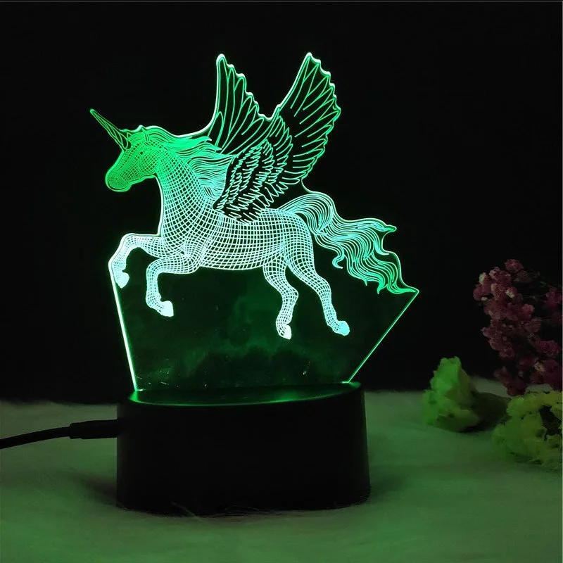 3d ночник, светильник, единорог, Usb сенсорный пульт дистанционного управления, настольный светильник, светодиодный красочный Единорог, лошадь, подарок на день рождения, украшение для дома