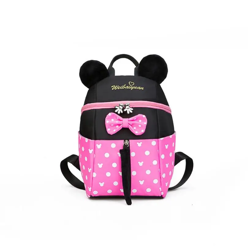 Mochila Disney de dibujos animados de Minnie estampado de Mickey, morral escolar para guardería/escuela primaria, Infantil