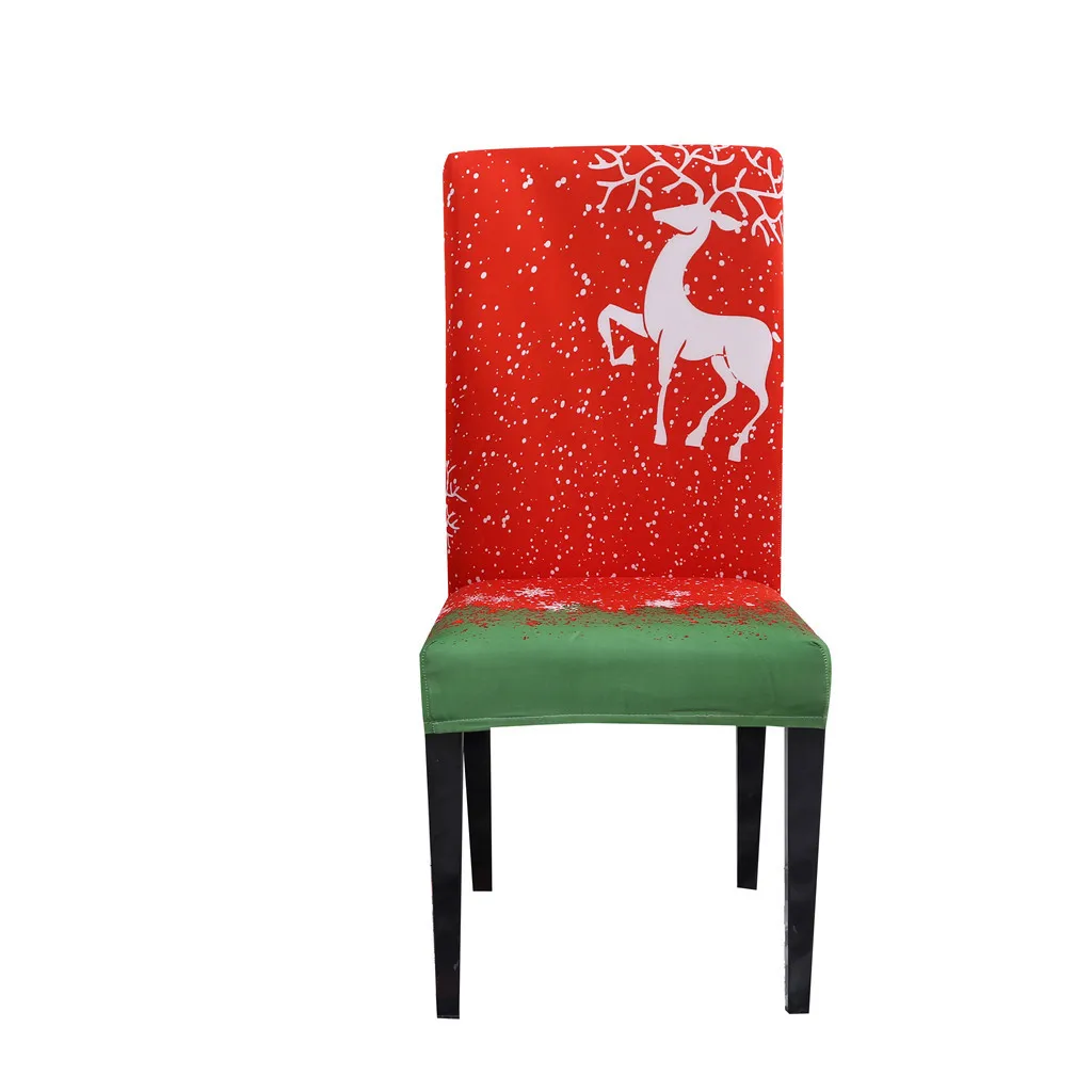 New Stretch Dining Chair Covers Slipcovers Christmas Home Decor Seat Covers - Цвет: C