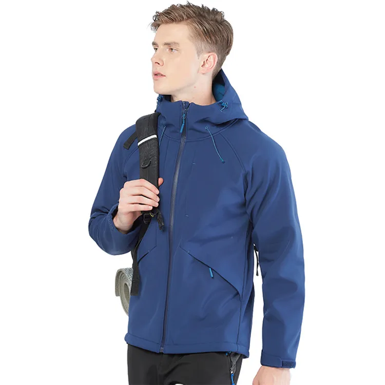 Navy blue Флисовая Куртка мужская водонепроницаемая дождевик верхняя одежда для пеших прогулок Мужская ветрозащитная мягкая оболочка флисовые куртки непроницаемый hombre - Цвет: Navy blue