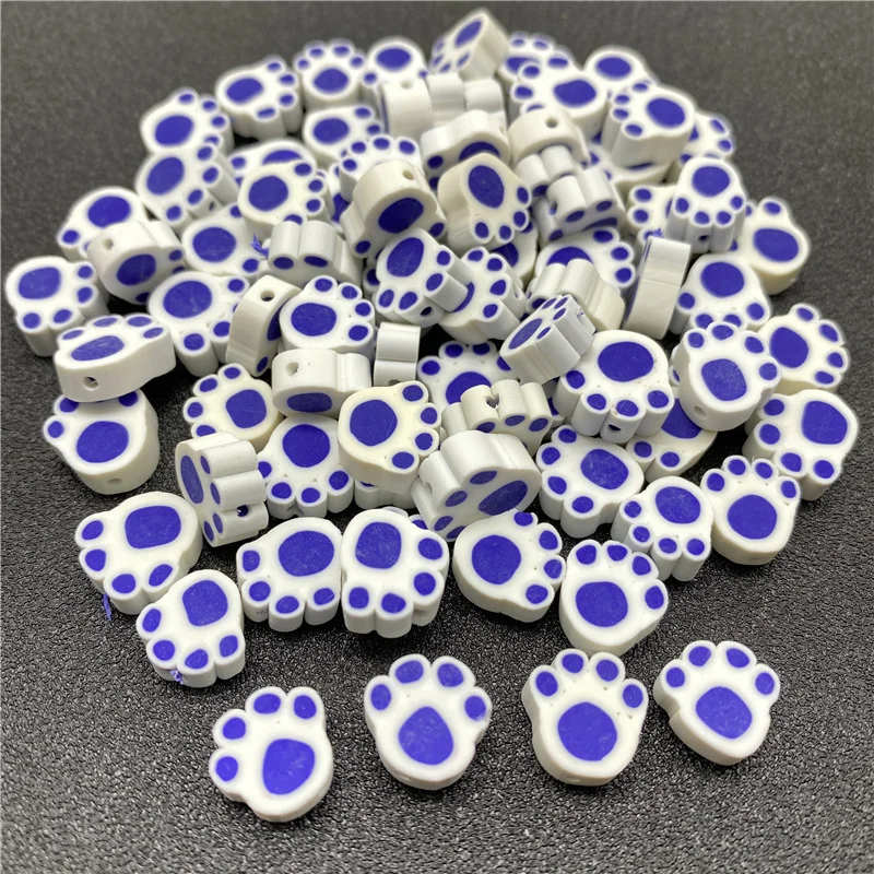 30pcs/Lot 10mm Cat Paw Clay Spacer Beads Polymer Jewelry Making DIY Handmade US 